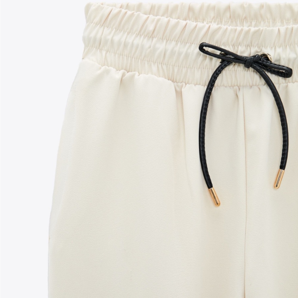 Zara cream elastic waist joggers
